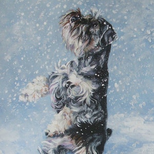 Miniature SCHNAUZER dog ART PRINT of LAShepard painting 8x10