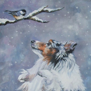 SHETLAND SHEEPDOG sheltie dog art canvas PRINT of LAShepard painting 12x16&quot;