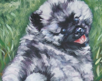 KEESHOND puppy dog ART canvas PRINT of LAShepard painting 8x10"