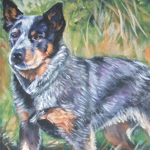 Australian CATTLE DOG art canvas PRINT of Blue Heeler painting by LAShepard 8x10