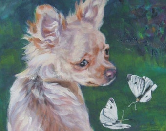 Arte del perro chihuahua IMPRESIÓN de la pintura de LA Shepard 12x16