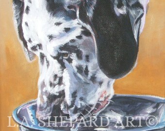 Dalmatian dog portrait art canvas PRINT of LA Shepard painting 11x14