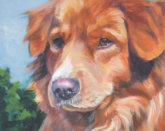 Nova Scotia Duck Tolling Retriever TOLLER dog ART canvas PRINT of LAShepard painting 8x10"