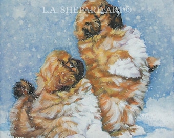 PEKINGESE dog ART canvas PRINT of LAShepard painting 12x12" xmas