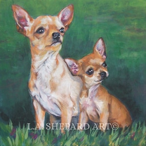 CHIHUAHUA hond kunst canvas PRINT van LAShepard schilderij 8x8
