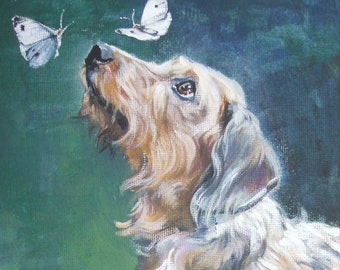 Wire haired DACHSHUND ART canvas PRINT of LAShepard painting 8x10