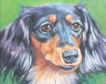 アクリル画 ミニチュアダックス  犬 動物 オリジナル ミニ ダックスフント アクリル絵画 | 16 インチ x 20
