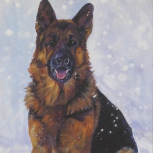 GSD perro pastor alemán ART retrato IMPRESIÓN de la pintura LAShepard 8.5x11