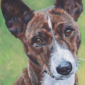 brindle BASENJI dog ART portrait PRINT of LAShepard painting 12x16&quot;