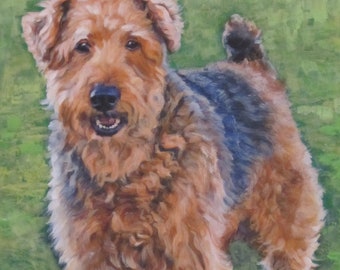 AIREDALE terrier dog art PRINT of LAShepard painting 8x10"