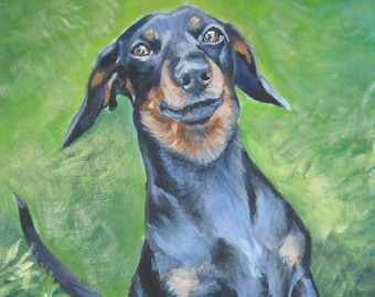 DACHSHUND DOG ART print of LAShepard painting 12x16