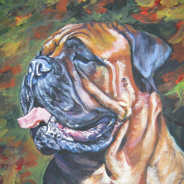 BULLMASTIFF dog art portrait canvas PRINT de LAShepard peinture 12x16 »