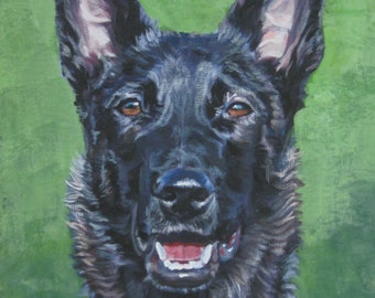 DUTCH SHEPHERD dog ART portrait print of LAShepard painting 12x16