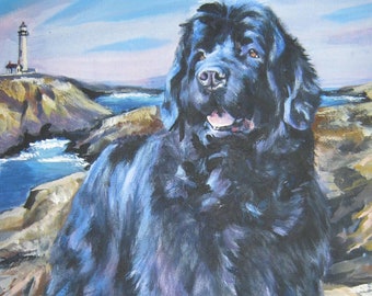 NEWFOUNDLAND dog art Canvas PRINT of lashepard painting 12x16" NEWFIE