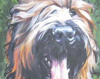 BRIARD DOG portrait art canvas PRINT of LAShepard painting 8x10