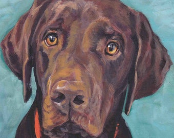 LABRADOR retriever dog art portrait PRINT of LA Shepard painting 12x16 chocolate lab