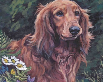 red DACHSHUND dog art PRINT of LA Shepard painting 8x10"