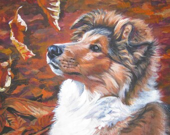 Ruwe COLLIE hond ART portret canvas PRINT van LAShepard schilderij 12 x 16