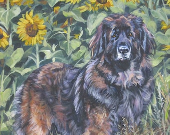 LEONBERGER dog PORTRAIT art canvas PRINT of LAShepard painting 12x16"