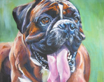 BOXER DOG ART portrait print of LAShepard painting 8x10