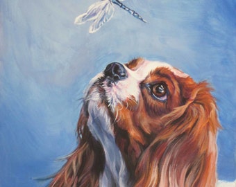 blenheim Cavalier King Charles Spaniel dog art PRINT of LA Shepard painting 12x16"