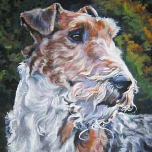 Retrato de um Fox Terrier de Pelo Duro, impressão em tela da pintura LAShepard, 8x10
