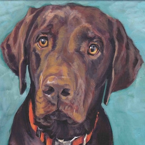 LABRADOR retriever dog art portrait PRINT of LA Shepard painting 12x16 chocolate lab