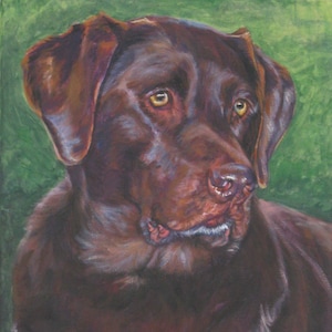 Labrador retriever dog art portrait PRINT of LAShepard painting 12x16 CHOCOLATE LAB