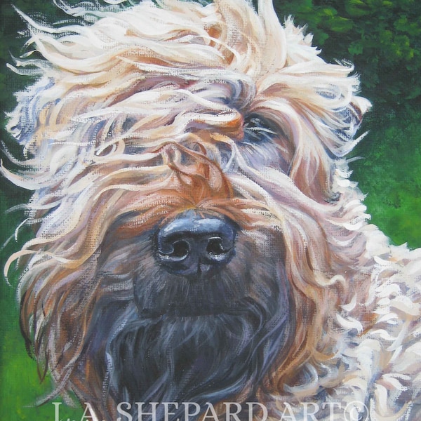 WHEATEN Terrier dog art PORTRAIT canvas PRINT of LAShepard painting 12x16"