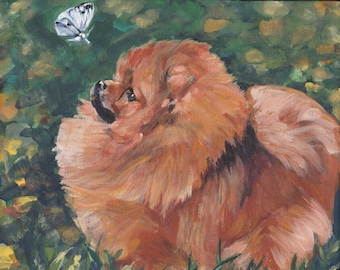 beautiful POMERANIAN DOG art portrait canvas PRINT of LAShepard painting 8x8" pom