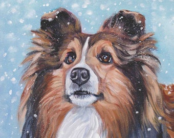 sable Shetland Sheepdog SHELTIE PORTRAIT dog art print of LAShepard painting 8x10"