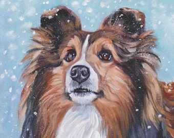 sable Shetland Sheepdog SHELTIE PORTRAIT dog art print of LAShepard painting 11x14"