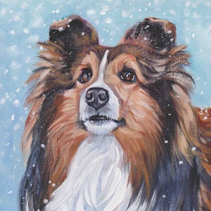 sable Shetland Sheepdog SHELTIE PORTRAIT dog art print of LAShepard painting 8x10"