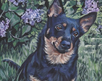 Lancashire Heeler dog art canvas print of LA Shepard painting 11x14"