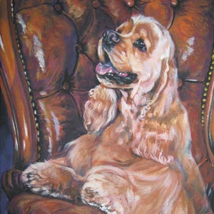 American COCKER SPANIEL dog portrait art canvas PRINT of LAShepard painting 11x14"