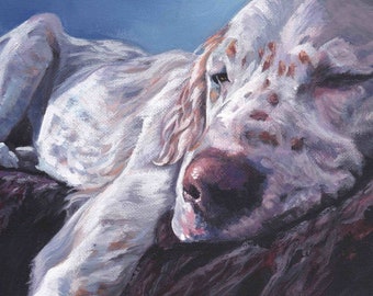 English SETTER DOG art portrait PRINT of LAShepard painting 11x14"