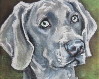 Weimaraner Kunstdruck von LA Shepard Gemälde 12x16