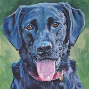 Labrador Retriever art portrait PRINT of LAShepard painting 8x10" BLACK LAB portrait