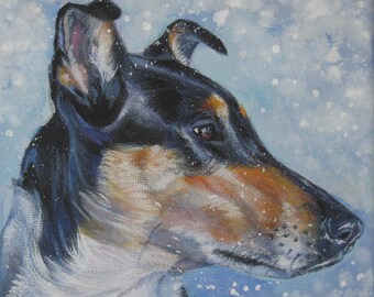 Smooth Collie kunst portret print van LA Shepard schilderij 12x12