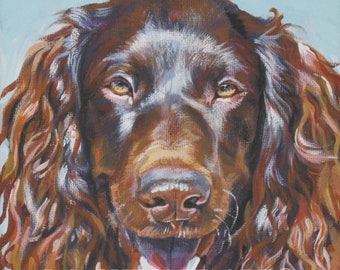 BOYKIN SPANIEL dog portrait art canvas PRINT of LAShepard painting 8x8"