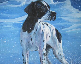 English POINTER dog ART canvas PRINT of LAShepard painting 8x8