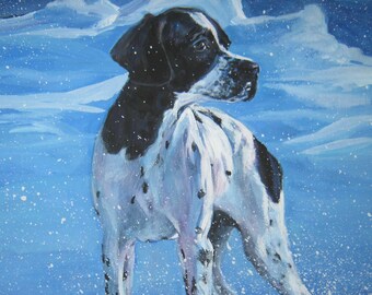 beautiful ENGLISH POINTER dog art canvas PRINT of LAShepard painting 12x12"