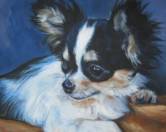 CHIHUAHUA dog art portrait canvas PRINT of LA Shepard painting 8x8