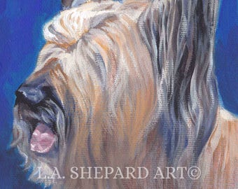 Skye Terrier DOG art PORTRAIT canvas PRINT of LAShepard painting 12x12"