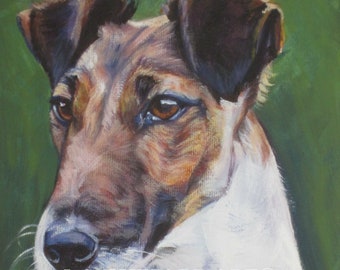 smooth fox Terrier portrait dog art print of LA Shepard painting 8x8"