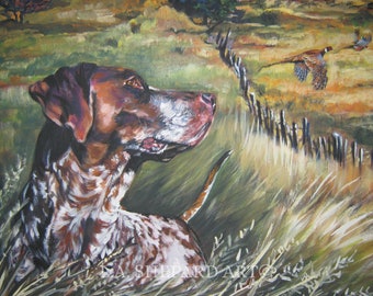 German Shorthaired Pointer GSP dog portrait art  PRINT of LAShepard painting 8x10"