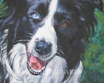 ボーダーコリー犬のアートプリント LAShepard 絵画 8x10