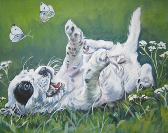 ENGLISH SETTER dog art puppy canvas PRINT of LAShepard painting 8x10"