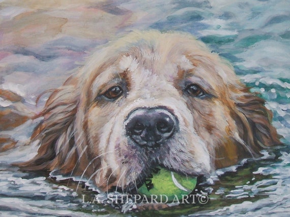 Tela Di Golden Retriever Cane Ritratto Arte Stampa Di Etsy