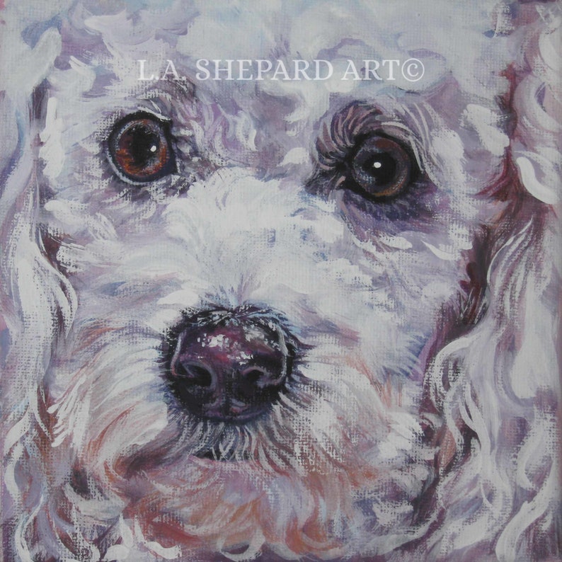 POODLE dog art portrait canvas PRINT of LA Shepard painting 12x12 image 1